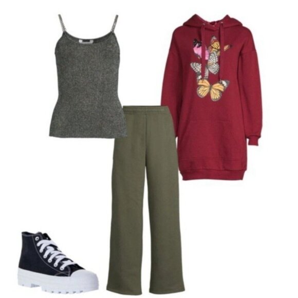 Chain Strap Tank Top Sweater Women Large 11-13 Black Silver Metallic Sleeveless - Picture 12 of 14